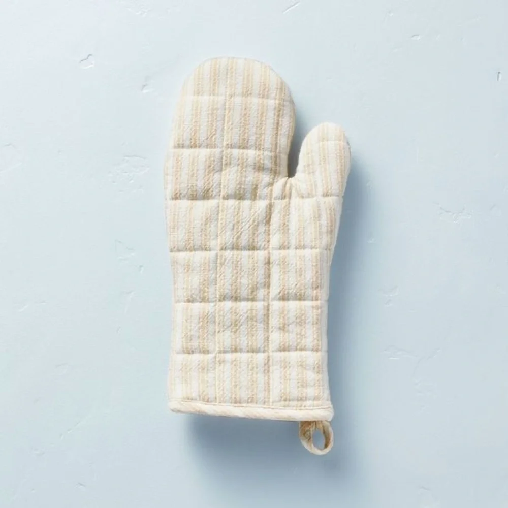 Engineered Stripe Oven Mitt Ivory/Cream - Hearth & Hand with Magnolia